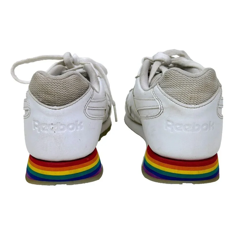Reebok Classic Harman Run Pride Tennis Shoes Rainbow Sneakers White Multi Mens 8